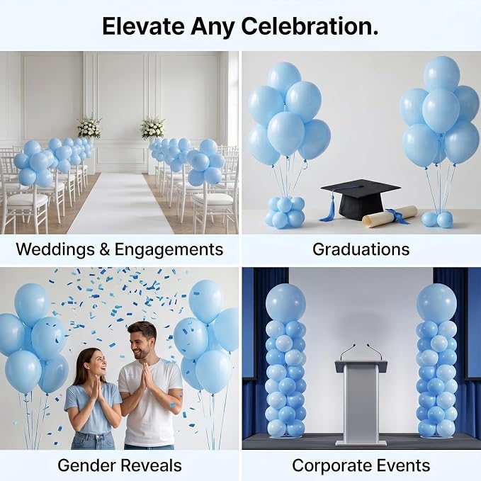 50pcs 12 Inch Matte Pastel Blue Latex Balloons 12 Inch | Premium Light Blue - Image 4