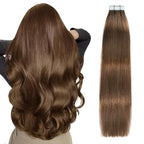 SUYYA Tape in Hair Extensions Human Hair 100% Remy Human Hair 50g/pack 20pcs Straight Seamless Skin Weft Tape in Human Hair Extensions(24 inches #4 Dark Brown)