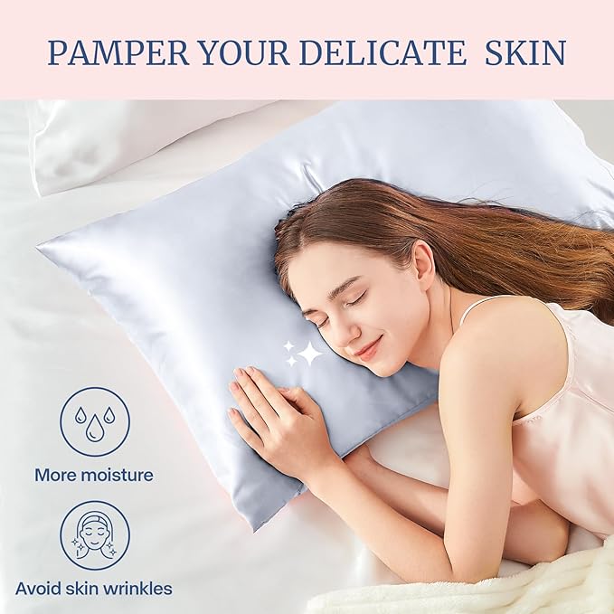 BEDELITE Satin Pillowcase for Hair and Skin, Super Soft Similar to Silk Pillow Cases 4 Pack with Envelope Closure, Cooling Pillowcases for Women Men (20"x40" King Size, Evening Haze)
