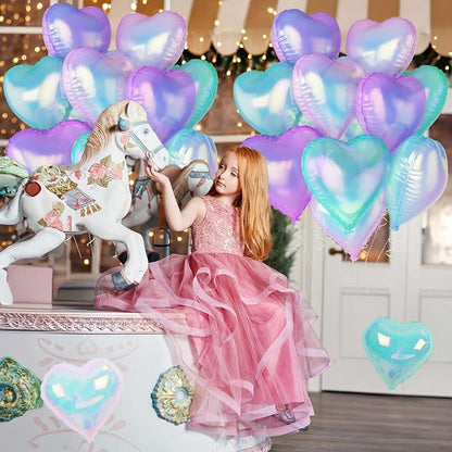 Iridescent Heart Balloons, Gradient Iridescent Pink Purple Green Balloon - Image 8