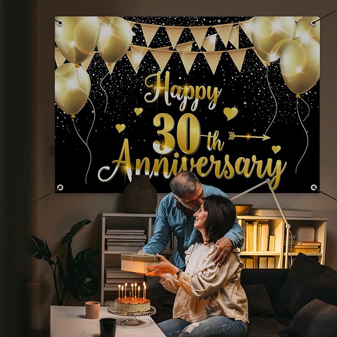 HAMIGAR 6x4ft Happy 30th Anniversary Banner Backdrop - Image 7