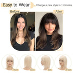 SEGO Hair Toppers for Women Real Human Hair With Bangs, 7 * 13CM Silk Base 100% Remy Clip in Top Wiglet Hairpieces -8 Inch 18P613 Ash Blonde&Bleach Blonde