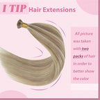 YoungSee I Tip Hair Extensions Human Hair Blonde I Tip Hair Extensions Blonde Highlighted Golden Blond Itip Human Hair Extension Pre Bonded Hair Extension for Women 22 Inch 50g 50s