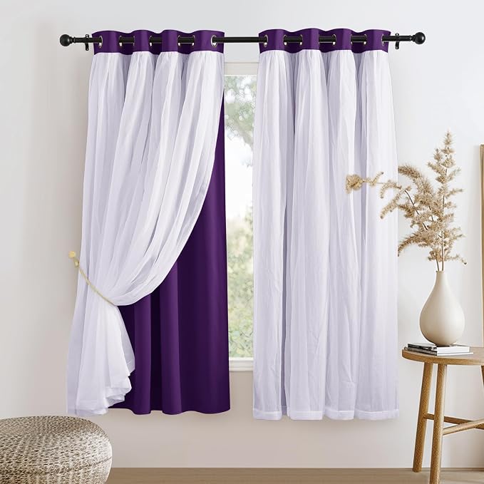 PONY DANCE Bedroom Curtains Purple, Royal Purple | Mix & Match Room Darkening by PONYDANCE