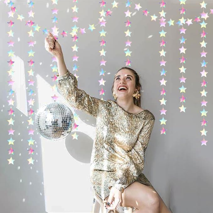Iridescent Disco-Holographic Party-Decorations Christmas Garland - 62ft Twinkle - Image 5