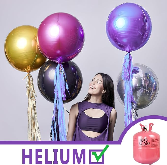 PartyWoo Metallic Purple Large Round Giant Foil 4D Balloons 6pcs 22 Inch | 22 - Image 3