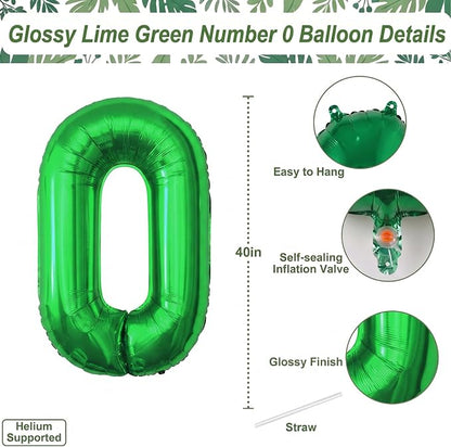 Green Number 0 Balloon 40 Inch, Shiny Foil Numeral - Image 4