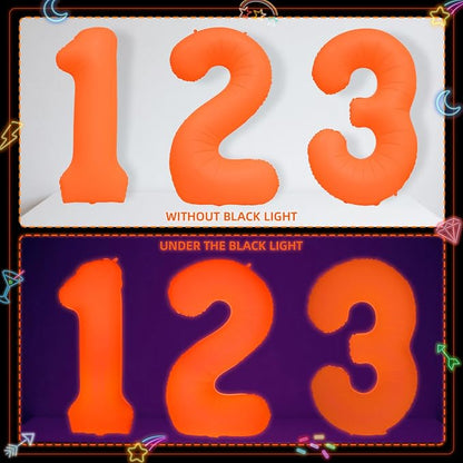 Mega-L Glow in The Dark Party Supplies, 40 Inch Orange Number 4 Balloon | Glow - Image 7