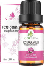 VINEVIDA Rose Geranium Essential Oil 10 mL - Undiluted Candle Scent DIY Scents for Candlemaking Soap Making Safe Skin 0.33 Fl Oz 1.33 ounces