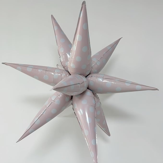 2Pcs Pink Macaron Polka Dot Explosion Pointed Star Foil Balloons/Candy Color - Image 2