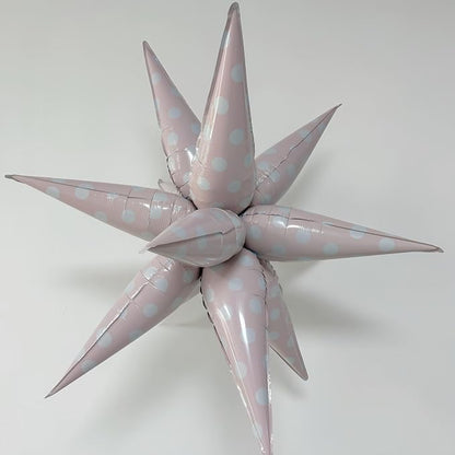 2Pcs Pink Macaron Polka Dot Explosion Pointed Star Foil Balloons/Candy Color - Image 2
