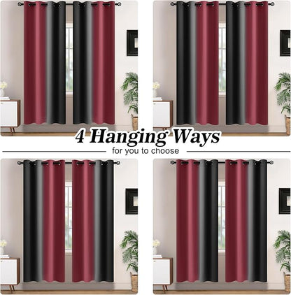 Yakamok Blackout Ombre Burgundy and Black Curtains - Image 8