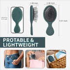 Mini Hair Bursh for Kids Women and Men, Protable Travel Size Hair Brush for Pockets Purse backpack,Mini Detangler Brush for All Hair Types, Small Hair Brush for Detangling(1 Pack-Green)