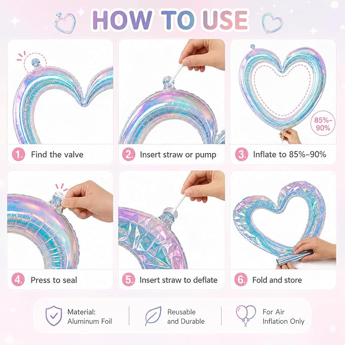 Iridescent Heart Balloons, Baby Shower, Engagement and Bridal Shower Decorations - Image 4