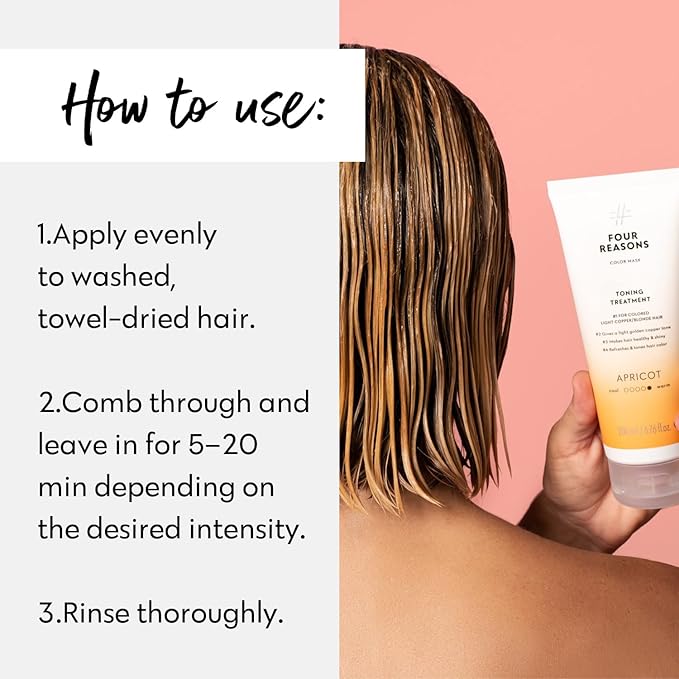 FOUR REASONS Color Depositing Shampoo for Color Treated Hair (Apricot, Golden Copper) - Sulfate Free, Vegan, 8.5 Fl Oz