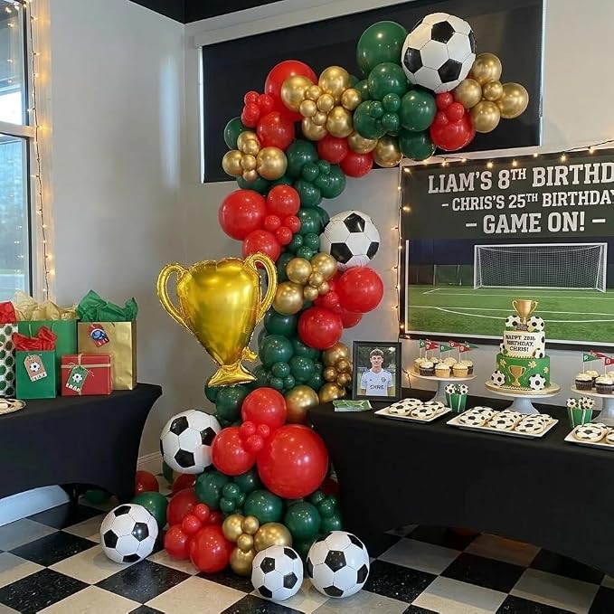 Red and Green Soccer Balloons, 12 Inch Green and Gold Soccer Balloons - Image 8