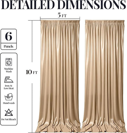 30x10ft Champagne Gold Glitter Backdrop Curtain - Image 9