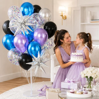 Outer Space Balloons for Kids Party Decor | 12 Inch Black Purple Galaxy Balloons - Image 9