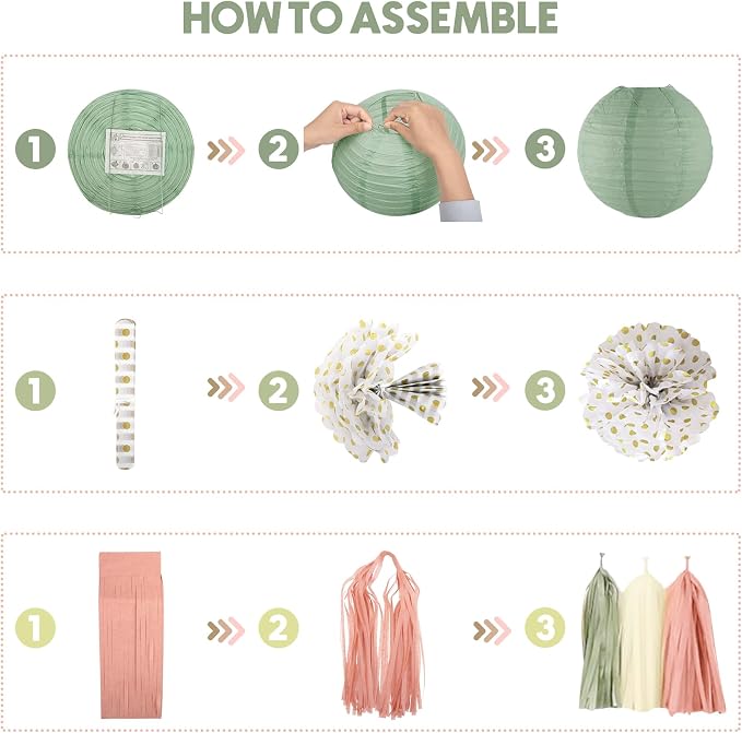 Amandir Sage Green and Pink Baby Shower Decorations Welcome Baby Banner | Pink - Image 4