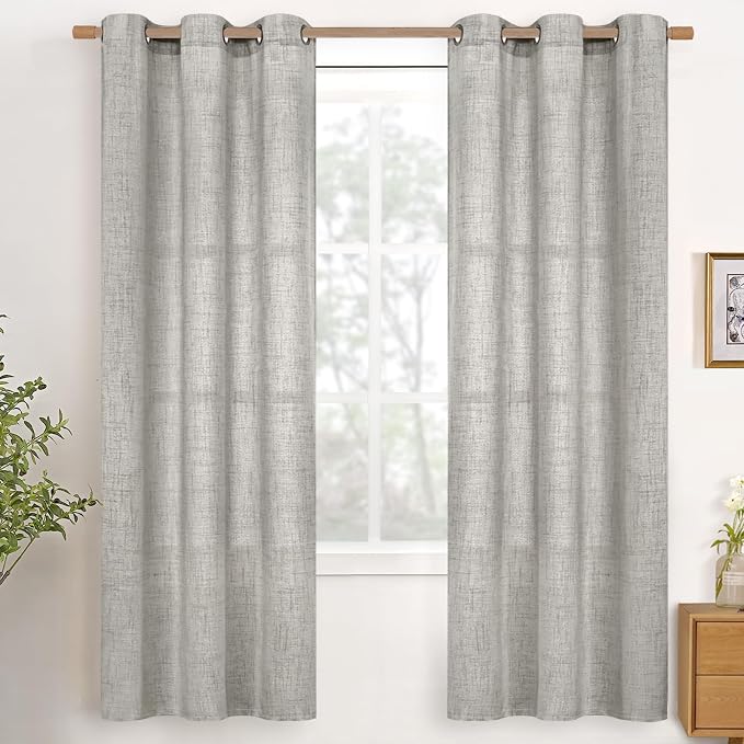 YoungsTex Dark Grey Linen Curtains 72 Inch Length by YoungsTex