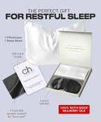 SUNDAYSILKS™ Mulberry Silk Pillowcase Set of 2, Queen Size, Midnight Black Silk Sleep Mask Included