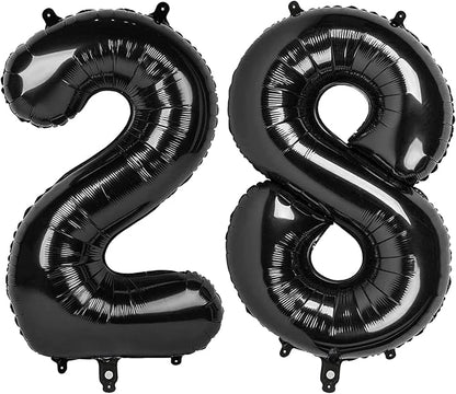 28 Balloon - Black Birthday Number Balloons, 40 Inch Decorations Men Women | by ALPHADELTAPI