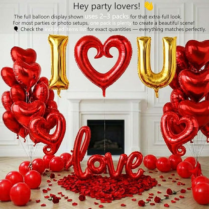 I Love You Balloons for Him/Her Balloons Red gold romantic balloon kit - Image 4