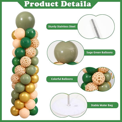 Green and Gold Balloon Column Stand Kit Set of 2, Safari Jungle Baby Shower - Image 4