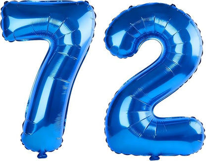 40 Inch Number 72 Balloons for 72nd Birthday Party Decorations, 0-100 Dark Blue by FOBELEC