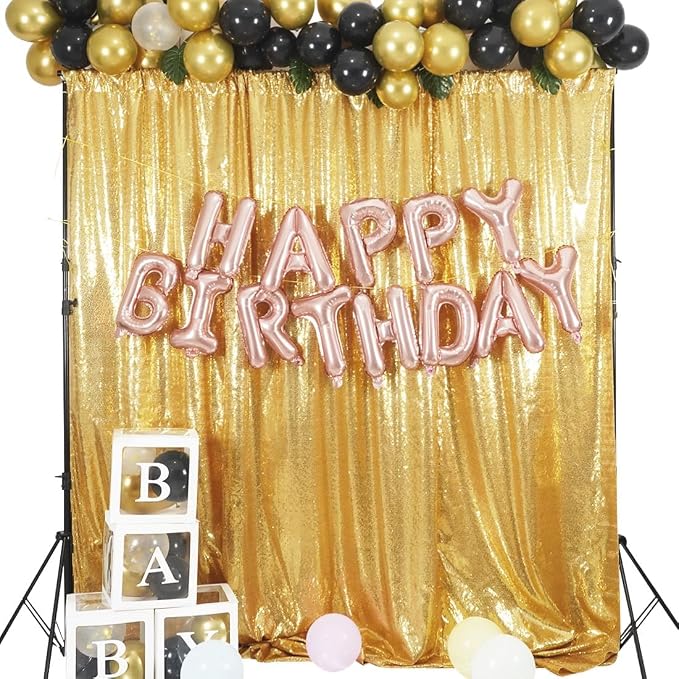 Juya Delight Gold Sequin Backdrop, 6FTx8FT NO See-Through Photobooth Backdrop - Image 6