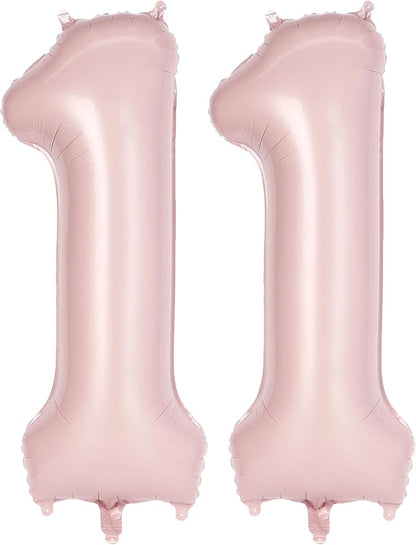 Light Pink Number 11 Balloon, 40 Inch Giant Mylar Number Balloons, Large Foil by AIQINHU