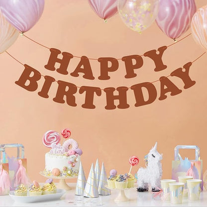 Brown Happy Birthday Banner Birthday Party Decorations Sign Birthday Backdrop - Image 3