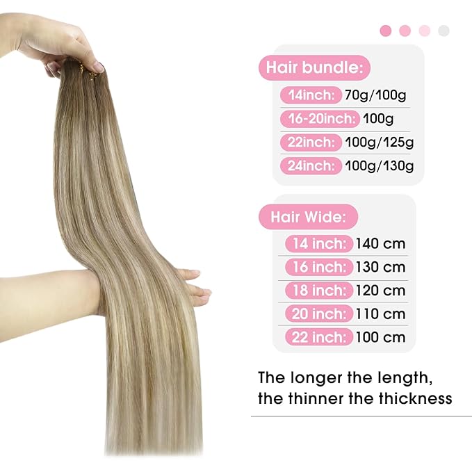YoungSee Sew in Hair Extensions Real Human Hair Balayage Light Brown Mix Platinum Blonde Weft Hair Extensions Human Hair Dyable Sew in Bundles Human Hair for Women 100G 16Inch