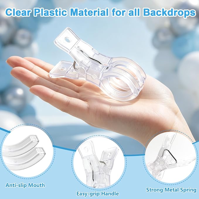 30 Pcs Large Balloon Clips, 3.5" Transparent Heavy Duty Spring Clips - Image 3