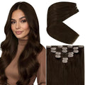 Ve Sunny Clip in Hair Extensions Real Human Hair Dark Brown Hair Extensions Clip ins 14Inch Human Hair Clip in Extensions 100g