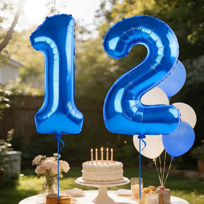 40 Inch Number 12 Balloons for 12th Birthday Party Decorations, 0-100 Dark Blue - Image 3