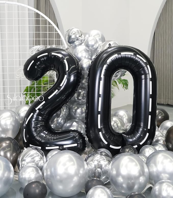 Race Car 40 Inch Black 20 Big Large Helium Balloon Number 0-9 | Track Giant - Image 5