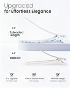 AIMIKE 4.8" Porcelia Qing Clips for Styling – Built-In Silicone Band Duckbill Hair Clips, No-Crease Non-Slip Sectioning Clips for Thick, Curly Hair, Ideal for Makeup, Hairstyling & Rollers, 4-Pack