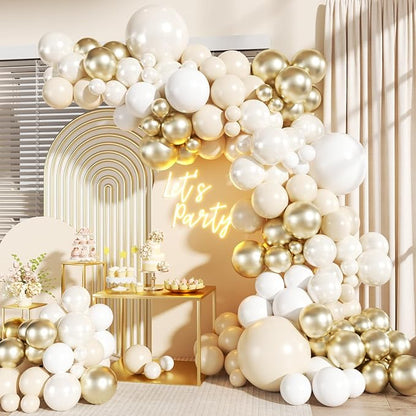 White and Gold Balloon Garland Arch Kit by JOYFLOAT