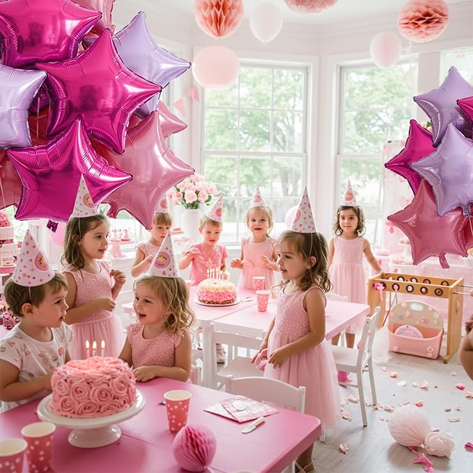 TONIFUL 15Pcs Star Balloons 18Inch Large Purple Pink Hot Pink Foil Balloons | - Image 4