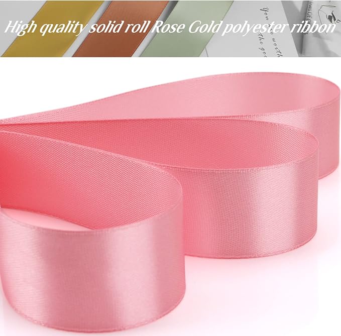 Nsilu 1 inch, Rose Gold Ribbon for Gift Wrapping 50 Yards Perfect Wedding Party - Image 4