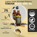 MAJU Black Seed Oil - 3 Times Thymoquinone, Cold-Pressed, 100% Turkish Black Cumin Seed Oil, Liquid Pure Blackseed, Glass Bottle, 8 oz