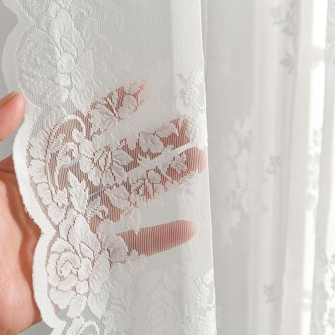 Kotile Vintage Ivory Lace Curtains - Image 5