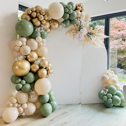Sage Green Gold Balloons, Olive Green Balloon - Image 3