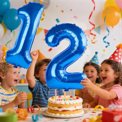 40 Inch Number 12 Balloons for 12th Birthday Party Decorations, 0-100 Dark Blue - Image 2