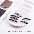 16 PCS Snap Hair Clips Metal Barrettes for Women Non Slip Barrettes for Thick and Thin Fine Hair,Bright Black,2.36 x 0.43 Inches.