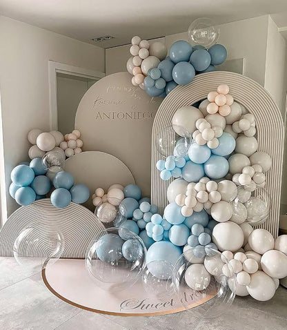 Dusty Blue Balloons Arch Kit, Long Balloon as Bow Decor - Image 6