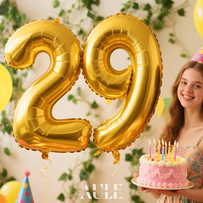 AULE 40 Inch Gold 29 Balloon Number Foil 0-9 Birthday Big Numbers | Birthday - Image 3