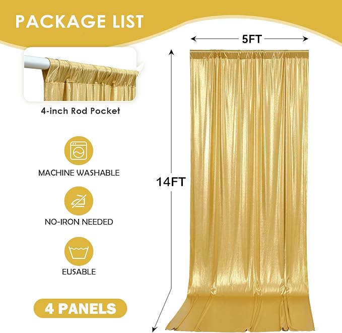 gogoparti 20x14FT Gold Sequin Backdrop Curtain - Image 6