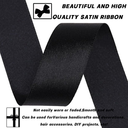 7/8 Inch 60 Yards Black Satin Craft Ribbon-Single Face Polyester Ribbon - Image 3